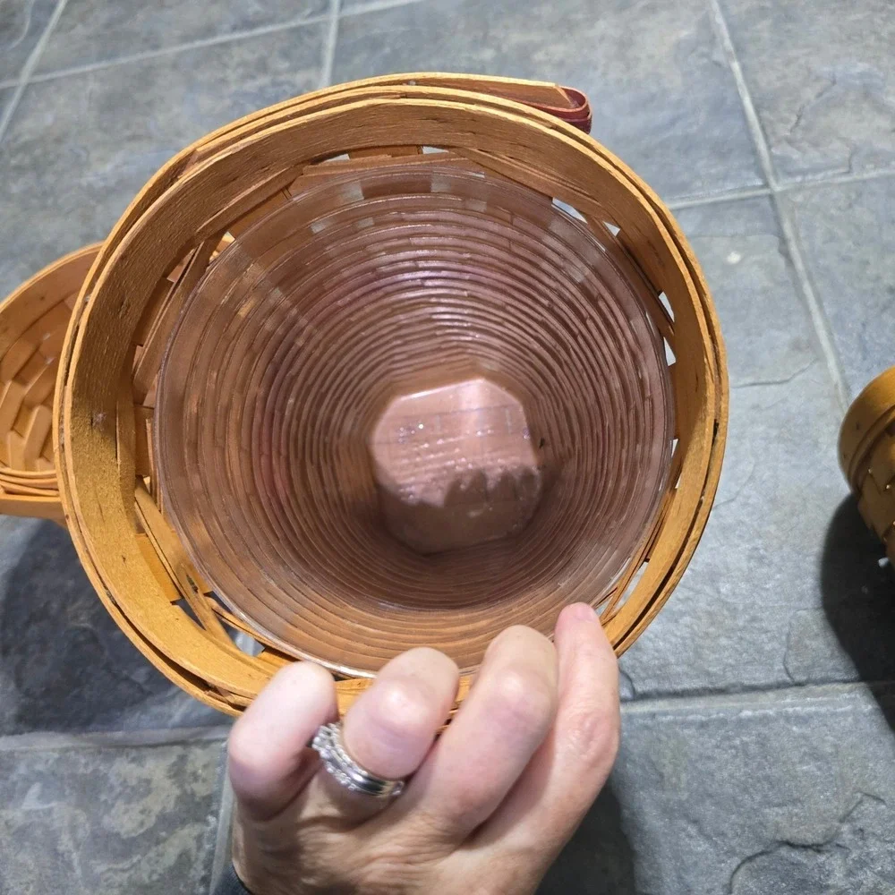 Longaberger Basket Lot 9pc Mixed Sizes Brown Vintage Handwoven Maple Wood Decor